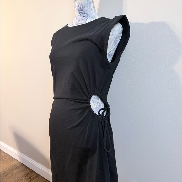 Universal Thread Black Cutout Tie Waist Mini Dress Size M Cotton Skater Sporty - Picture 2 of 7